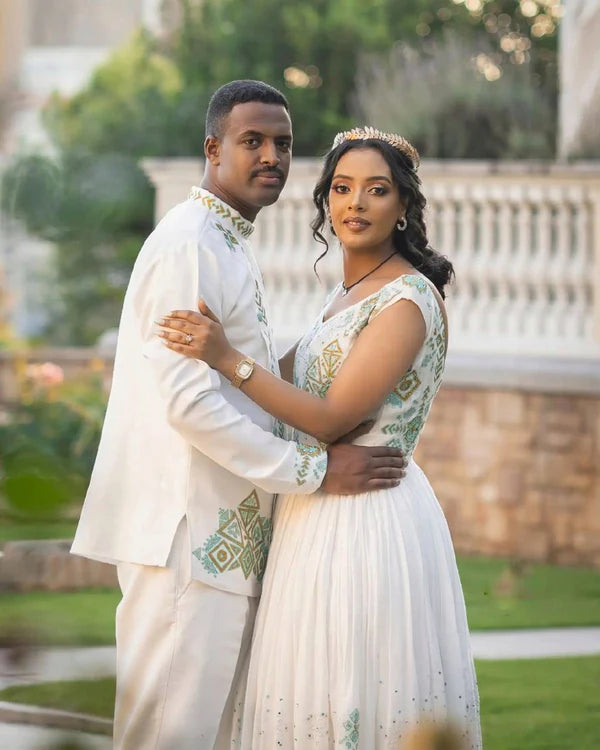 Beautiful Habesha Outfit: Stunning Couples Attire for Weddings.