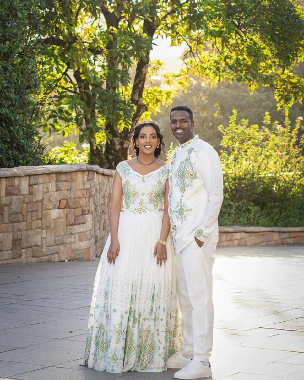 Beautiful Habesha Outfit: Stunning Couples Attire for Weddings.