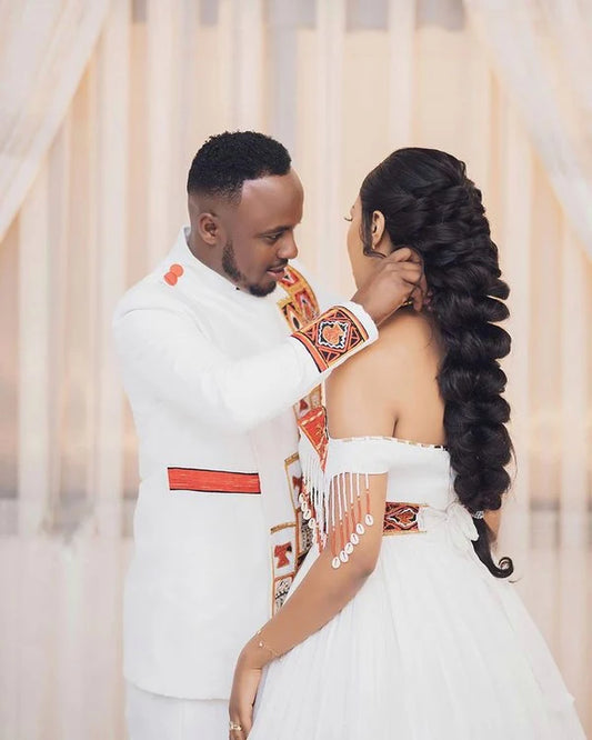 Black Habesha Modern Wedding Attire Stylish Habesha Couple's Outfit