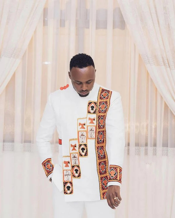 Red & Black Habesha Modern Wedding Attire Stylish Habesha Couple's Outfit