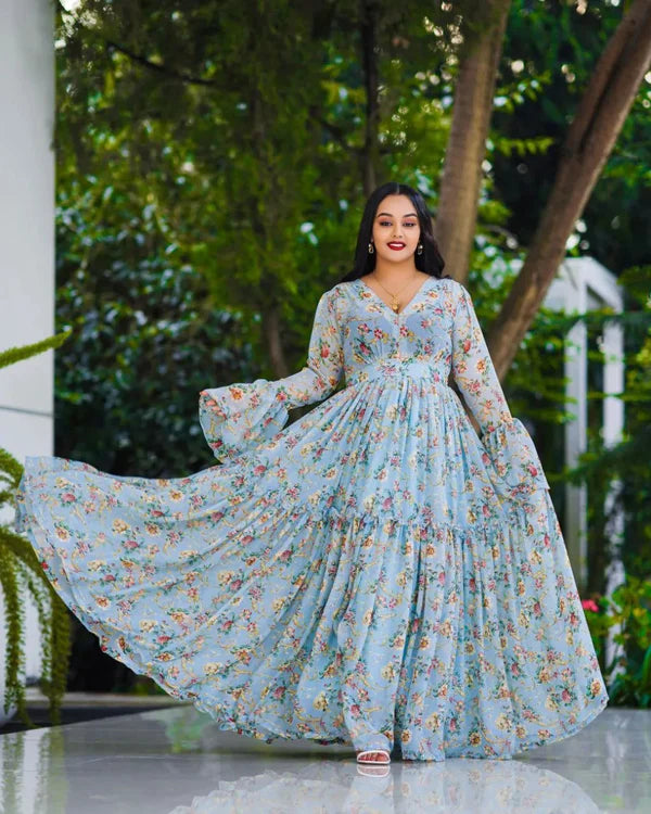 Naturally Fresh Look with a Habesha Chiffon Dress