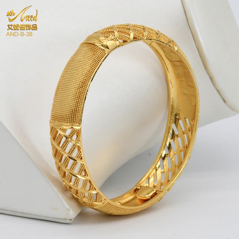 Eritrean and Ethipian Dubai Bangles 24K Gold Color African Bracelet For Women Designer Alloy Jewellery Wedding Luxury Hawaiian Jewelry