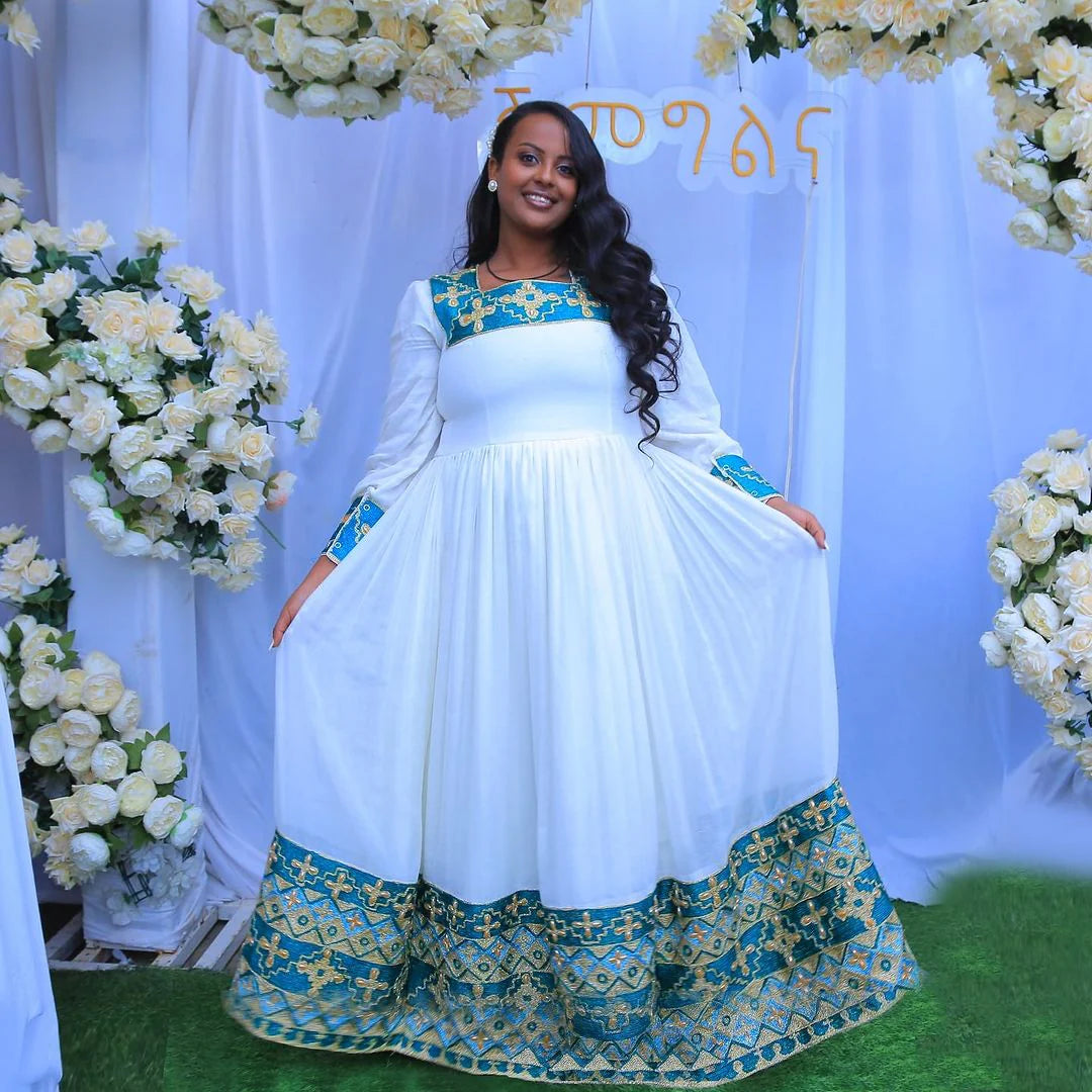 Appealing Green Habesha Traditional Attire Timeless Design