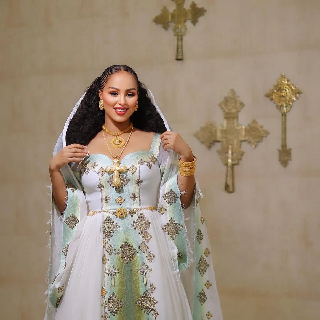 Embellished Habesha Bridal Gown Stunning Style Habesha Wedding Attire