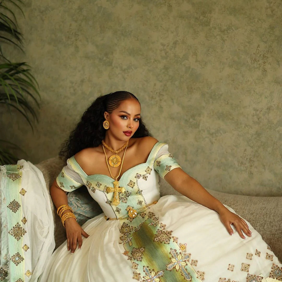 Embellished Habesha Bridal Gown Stunning Style Habesha Wedding Attire
