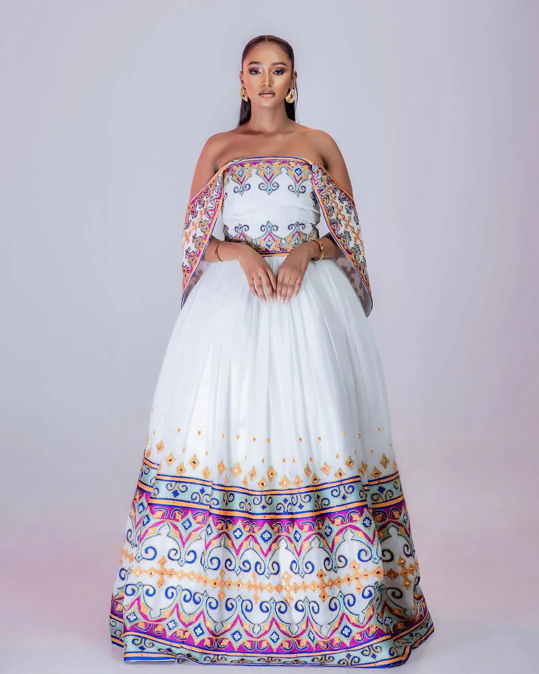 Chic Beaded Wedding Habesha Dress: Contemporary Habesha Kemis in Traditional Style