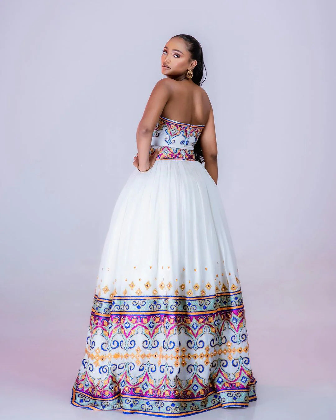 Chic Beaded Wedding Habesha Dress: Contemporary Habesha Kemis in Traditional Style