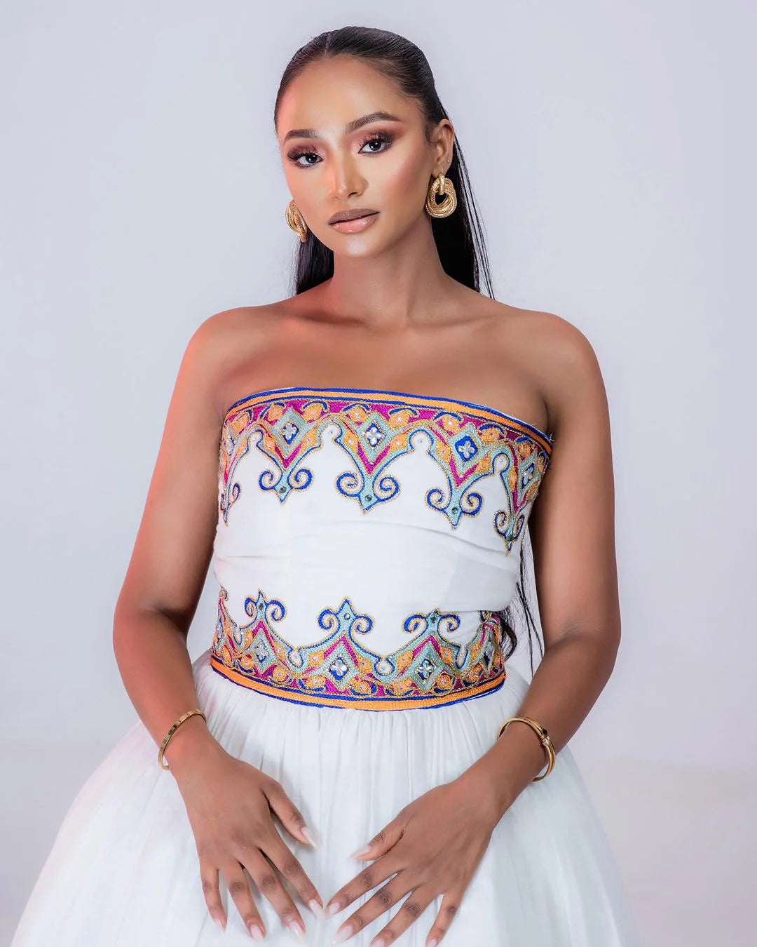 Chic Beaded Wedding Habesha Dress: Contemporary Habesha Kemis in Traditional Style