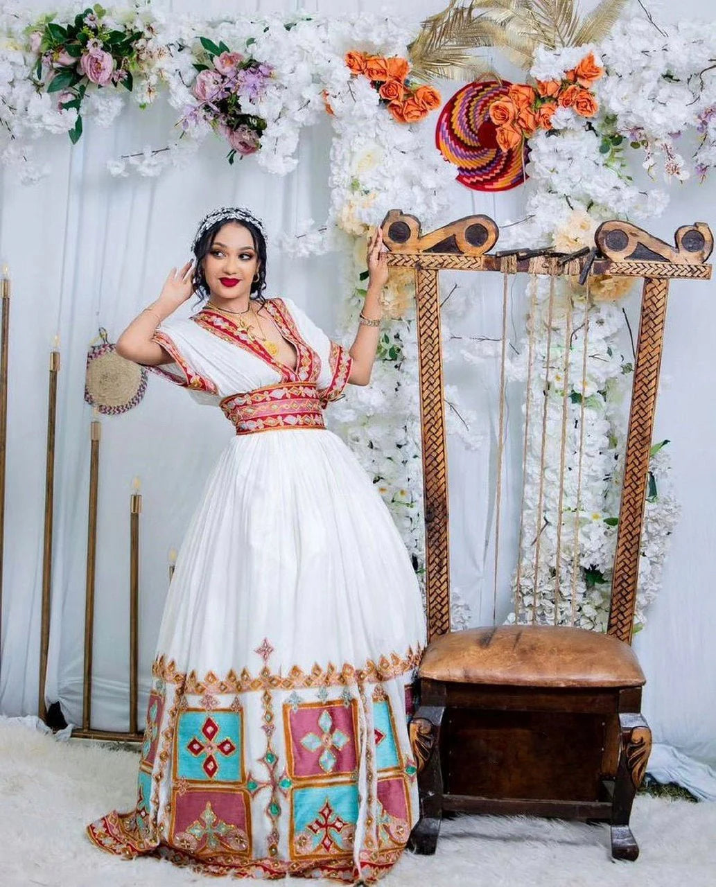 Habesha Grace A Habesha Wedding dress Embracing Bold Colors in Habesha Kemis Designs