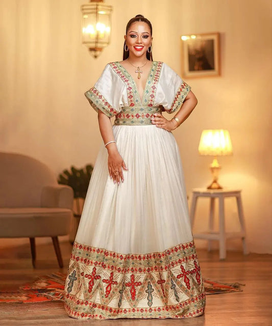 Radiant Elegance Stunning Contemporary Habesha Wedding Gown