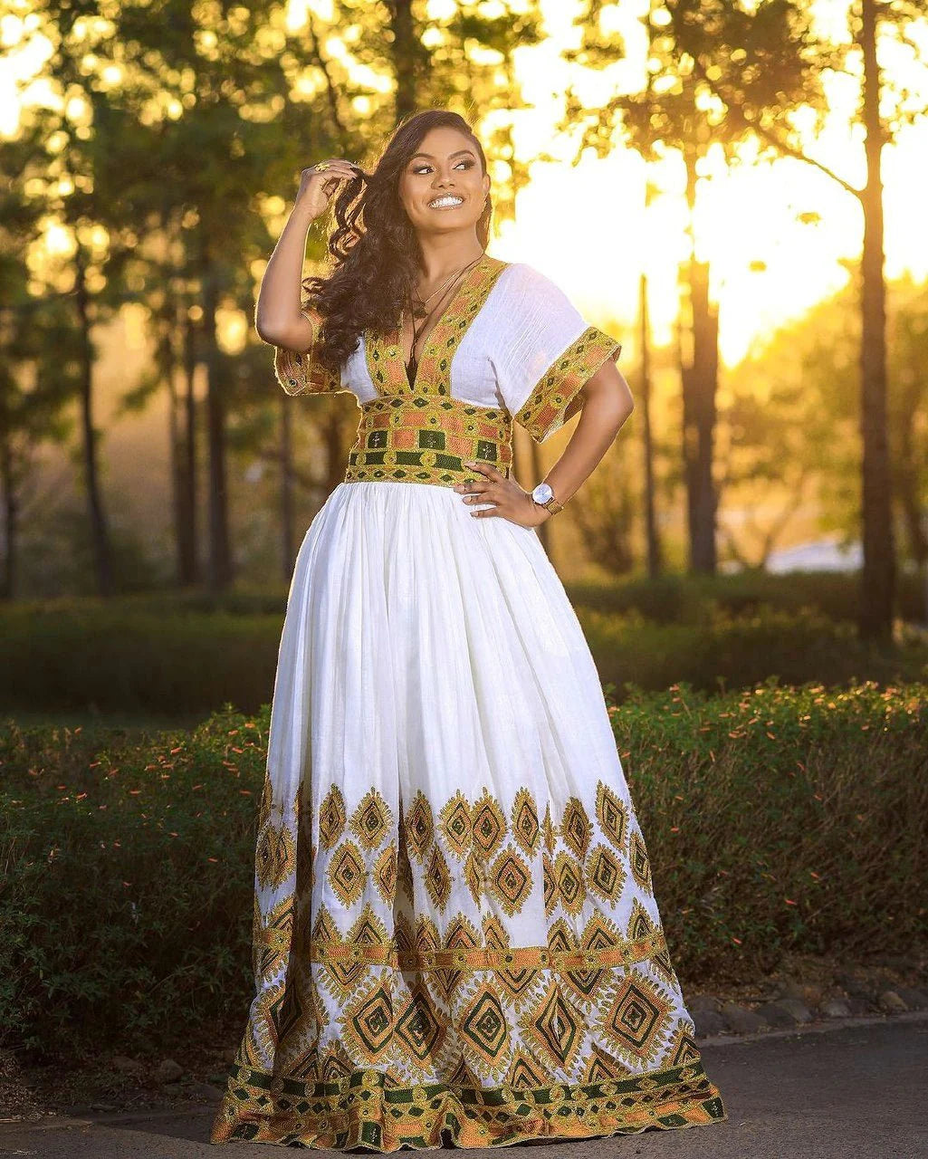 Chic Grace Habesha Wedding Dress with Expansive Design Contemporary Habesha Kemis