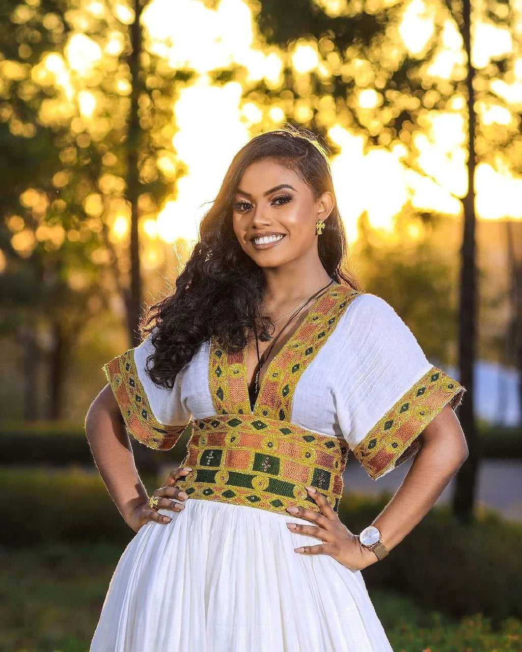 Chic Grace Habesha Wedding Dress with Expansive Design Contemporary Habesha Kemis