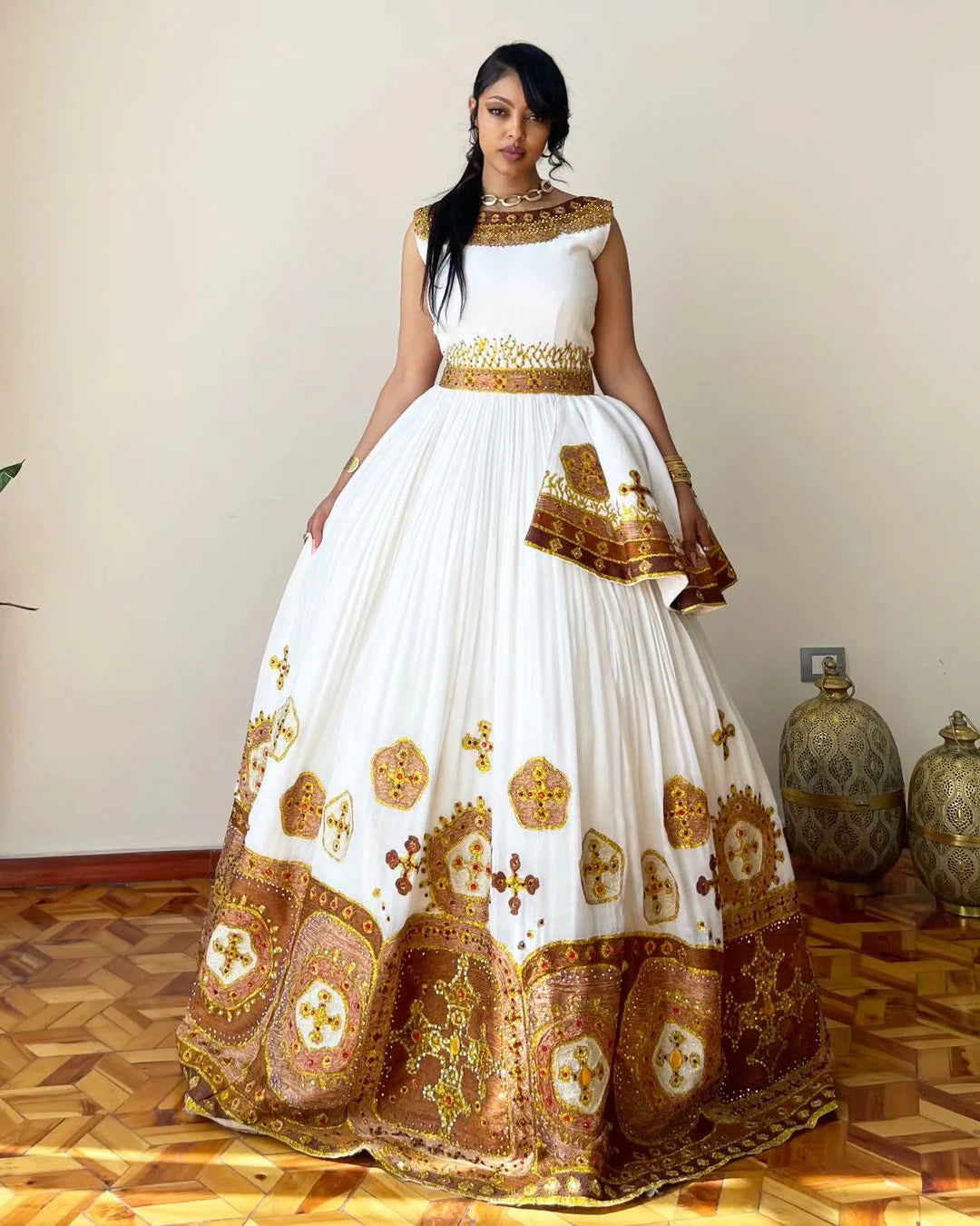 Radiant Shine Habesha Wedding Kemis Menen Fabric Dazzling Habesha Dress