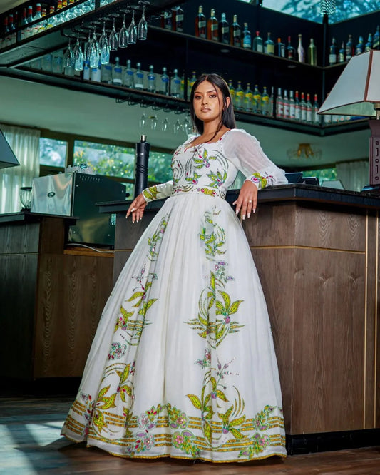 Beautiful Habesha Wedding Kemis Handwoven Habesha Dress Traditional Habesha Attire  Modern Habesha Libs Habesha-Inspired Garment