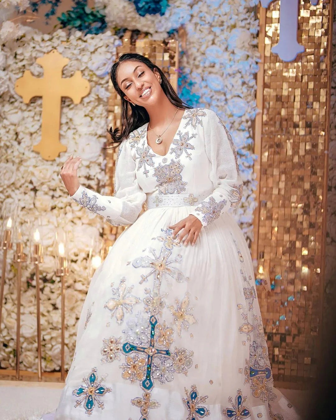 Modern Habesha Kemis, a stunning Habesha wedding dress for any occasion, showcasing elegant design and cultural heritage