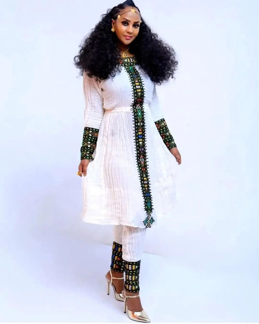 Handwoven Fetil Habesha Cultural Dress, Habesha Kemis, Habesha Libs