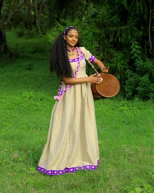 Elegant Habesha Kemis for Ashenda, Beautiful Purple Habesha Dress