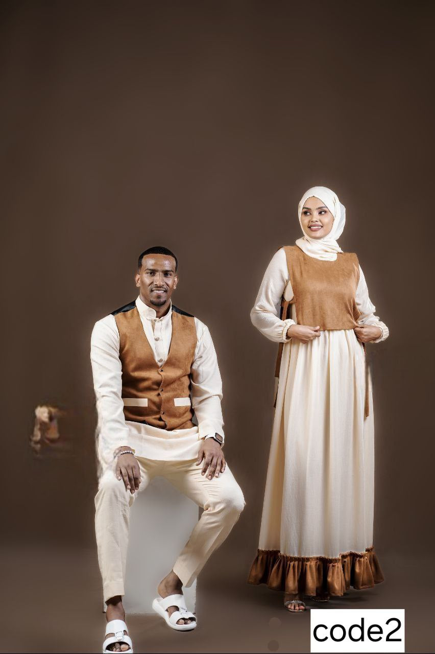 Contemporary Habesha Style Elegance in Earthy Tones with Hijab
