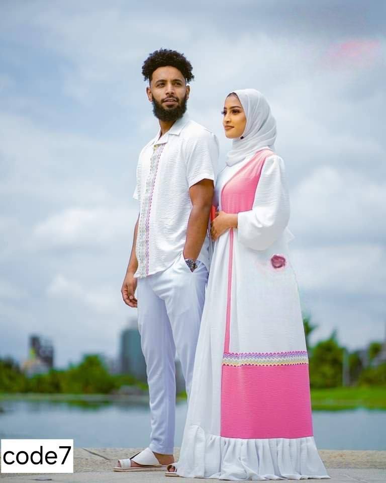 Chic White and Pink Habesha Attire with Hijab