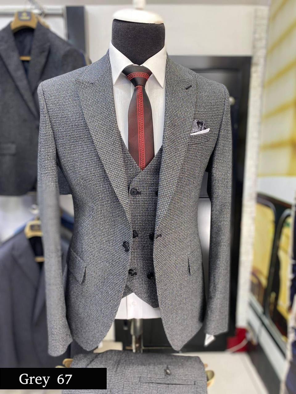 Refined Grey Three-Piece Suit Classic Elegance Meets Modern Style