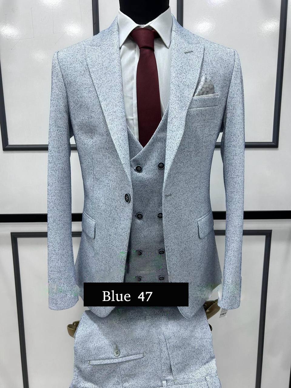 Fresh Light Blue Three-Piece Suit Contemporary Charm