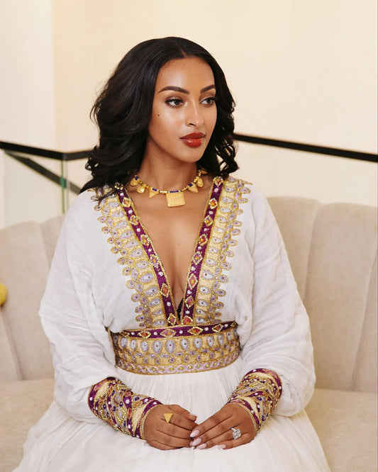 Beautiful Ethiopian Wedding Gown Beaded Habesha Bridal Dress