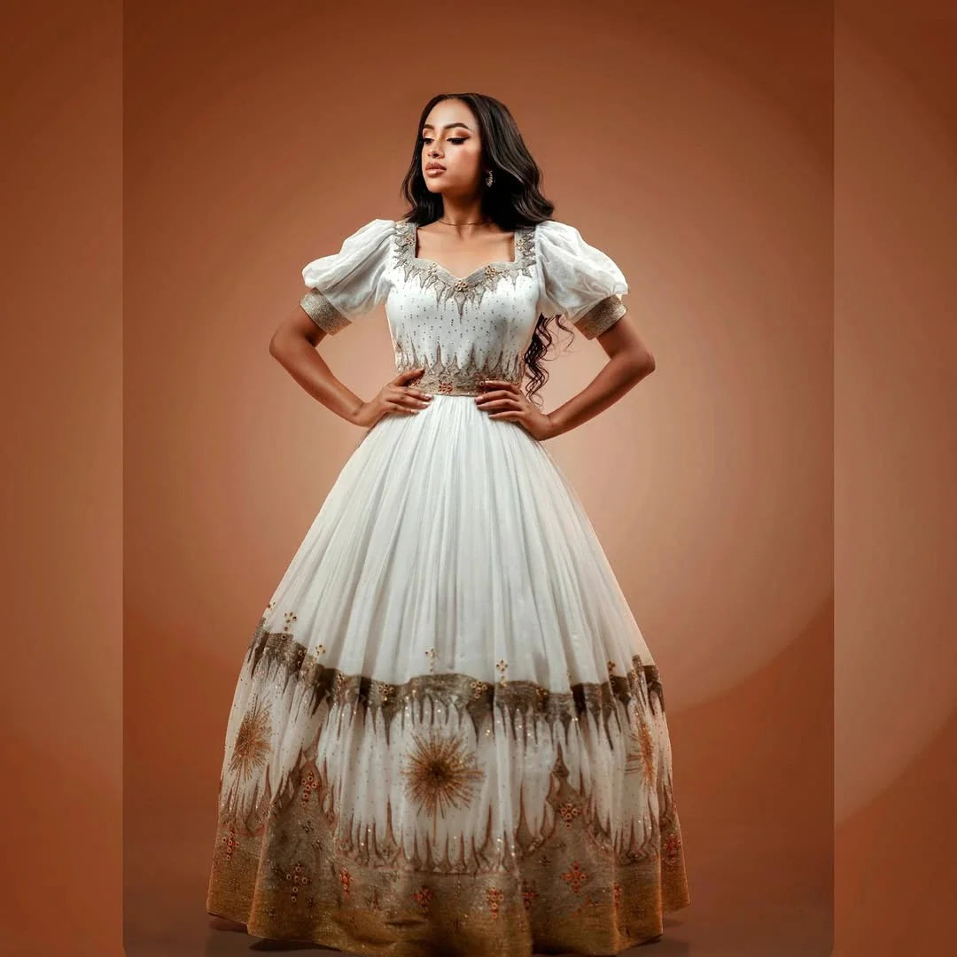 Vibrant Tradition A Contemporary Habesha Dress