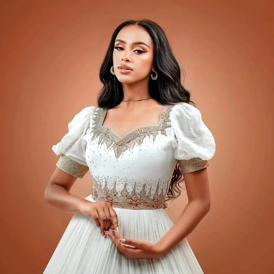 Vibrant Tradition A Contemporary Habesha Dress