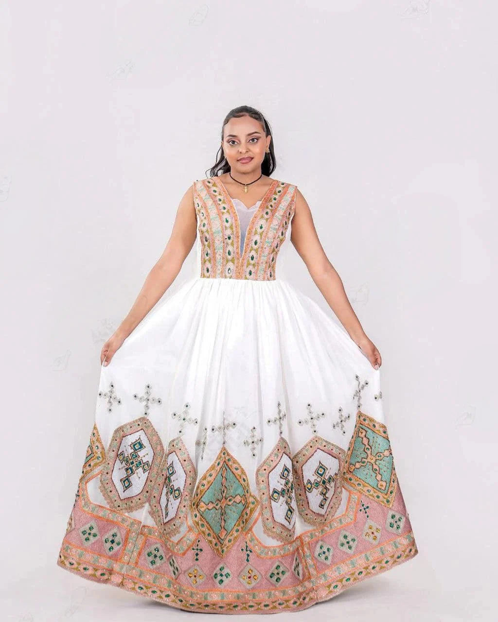 Stunning Habesha Dress with Intricate Embroidery