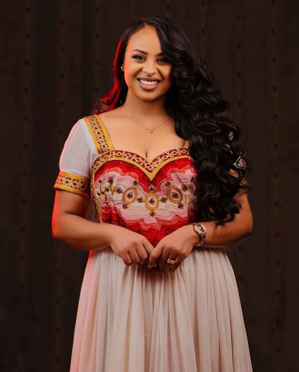 Stunning Habesha Dress with Vibrant Colors and Intricate Embroidery
