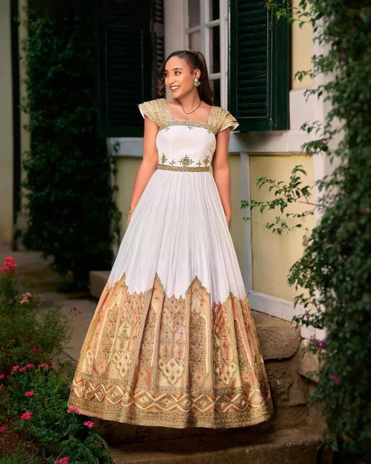 Vibrant Habesha Dress with Intricate Embroidery