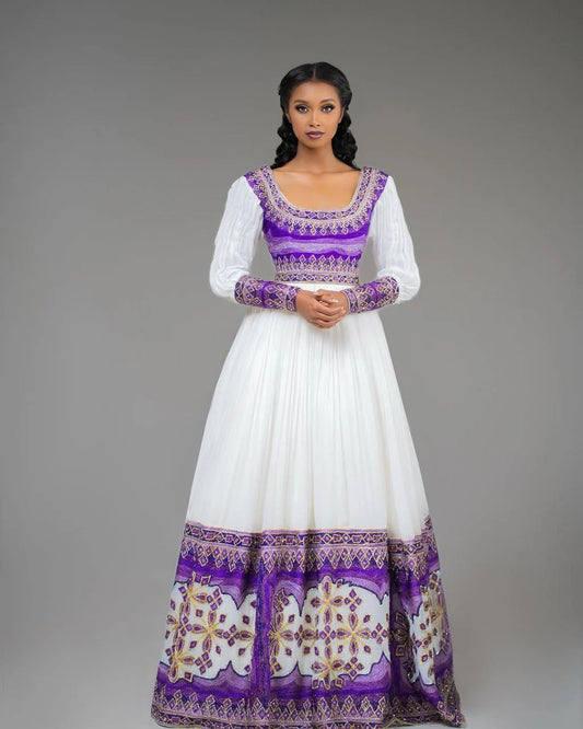 Vibrant Habesha Dress with Intricate Embroidery