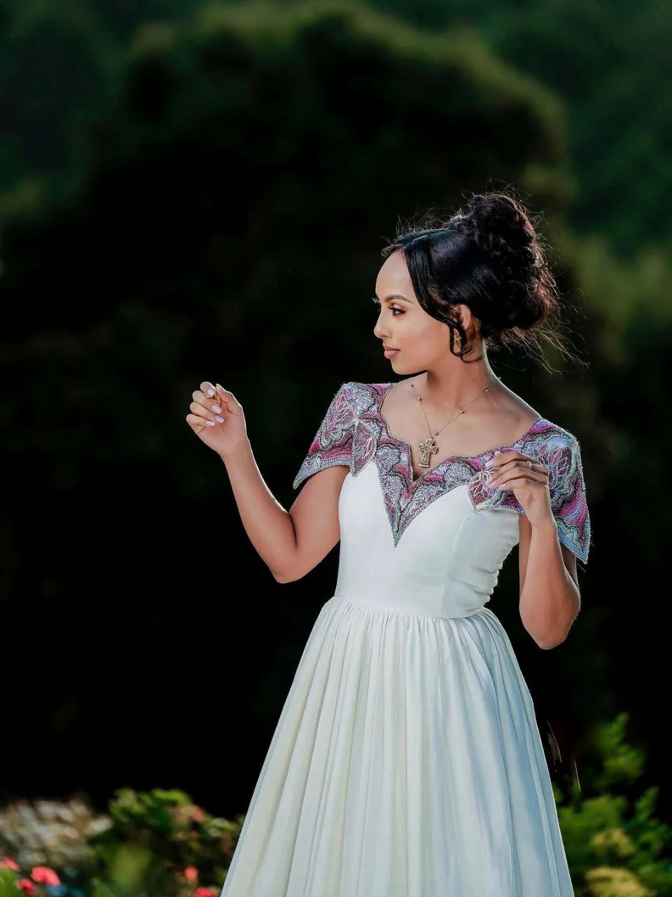 Radiant Habesha Dress with Intricate Embroidery