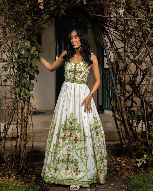 Stunning Habesha Dress with Vibrant Embroidery