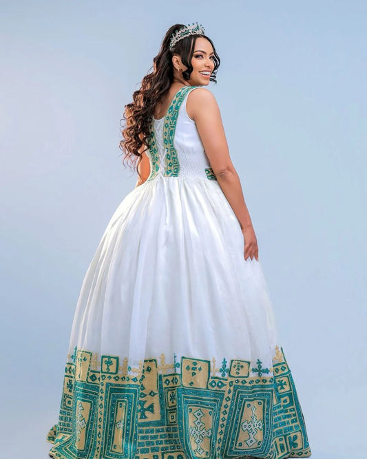 Beautifully Embroidered Habesha Dress