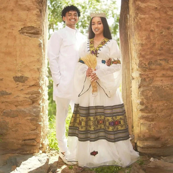 Exquisite Cultural Wedding: Habesha Couples Outfit