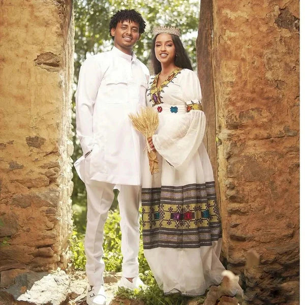 Exquisite Cultural Wedding: Habesha Couples Outfit