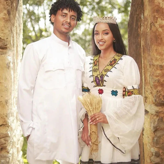 Exquisite Cultural Wedding: Habesha Couples Outfit