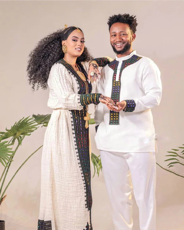 Cultural Habesha Couple's Outfit: Simple Yet Elegant.