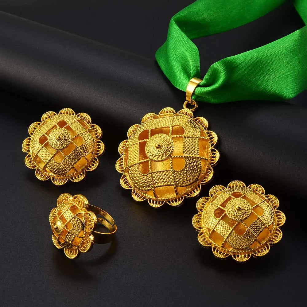 Anniyo Ethiopian Jewelry sets Pendant DIY Rope Earrings Rings African Eritrean Wedding Engagement Habesha Ethnic #151616