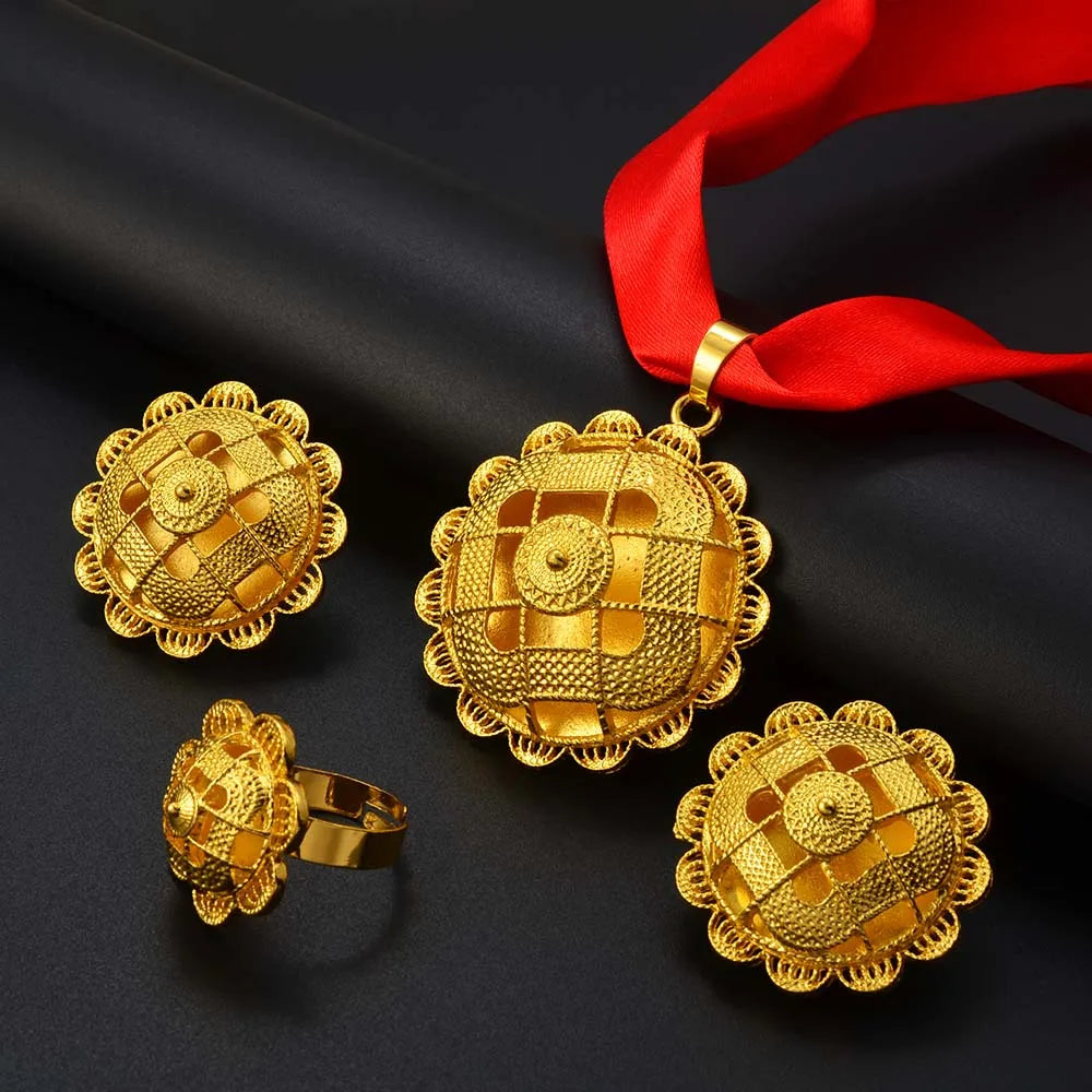 Anniyo Ethiopian Jewelry sets Pendant DIY Rope Earrings Rings African Eritrean Wedding Engagement Habesha Ethnic #151616