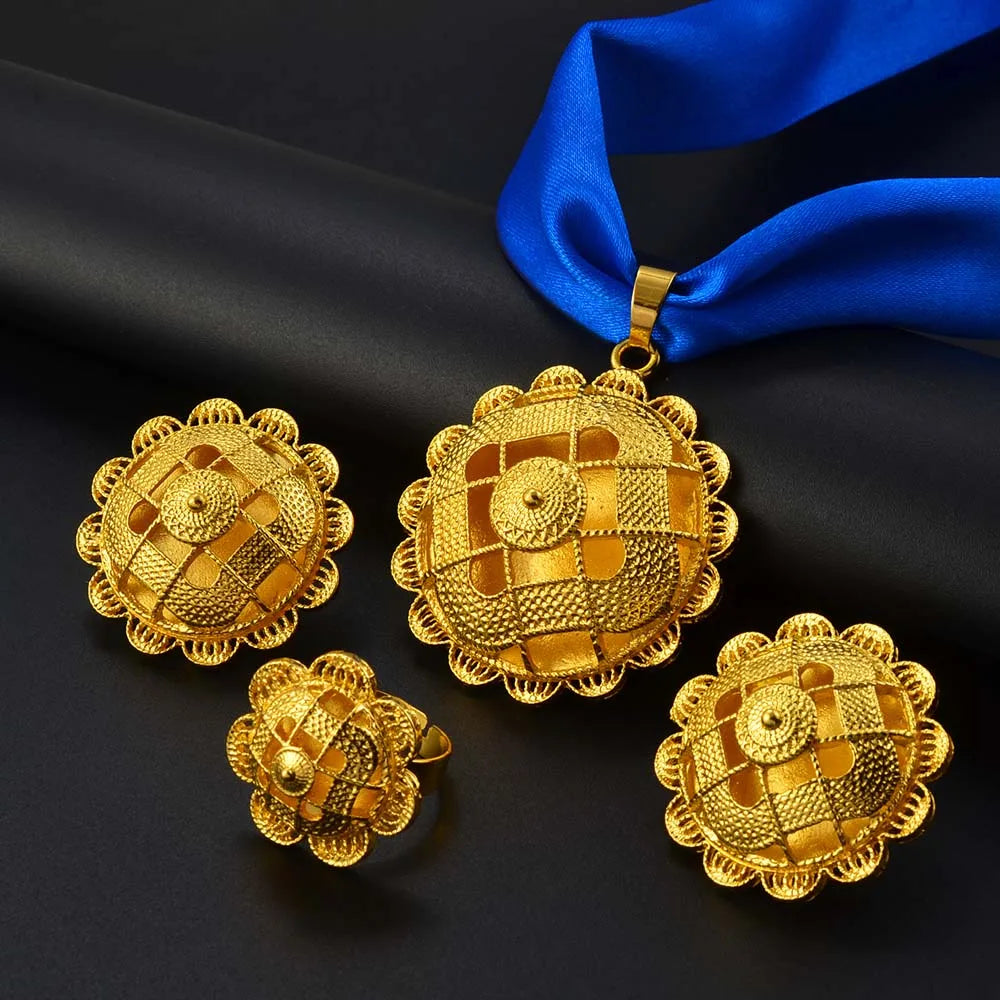 Anniyo Ethiopian Jewelry sets Pendant DIY Rope Earrings Rings African Eritrean Wedding Engagement Habesha Ethnic #151616