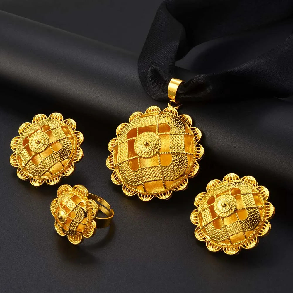 Anniyo Ethiopian Jewelry sets Pendant DIY Rope Earrings Rings African Eritrean Wedding Engagement Habesha Ethnic #151616