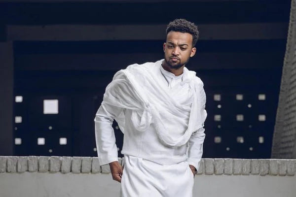 A Complete Traditional Habesha Outfit for Men with Shoes