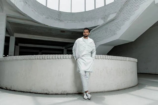 A Complete Traditional Habesha Outfit for Men with Shoes