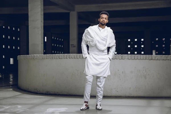 A Complete Traditional Habesha Outfit for Men with Shoes