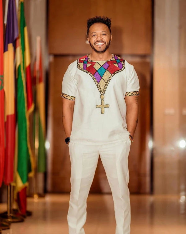 A Traditional Shirt and Pants Set for Men: Habesha Shirt and Pants