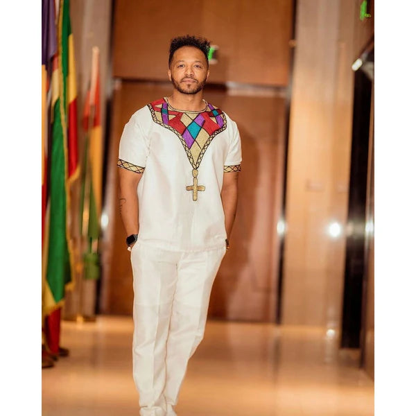 A Traditional Shirt and Pants Set for Men: Habesha Shirt and Pants