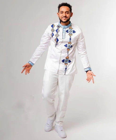 Couples' Habesha Wedding Cloth: Exquisite Traditional Attire.