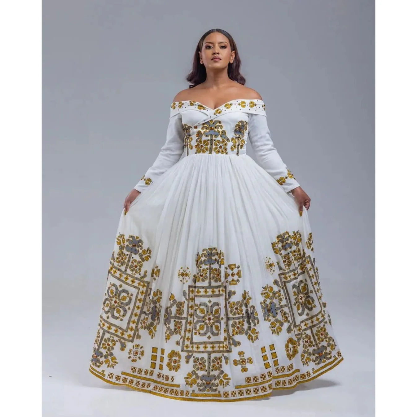 Embroidered Habesha Wedding dress A stylish expression of cultural heritage